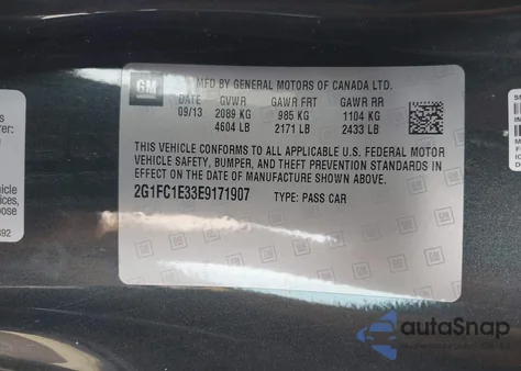 2014 Chevrolet Camaro 2Lt из США, поврежденный, VIN 2G1FC1E33E9171907